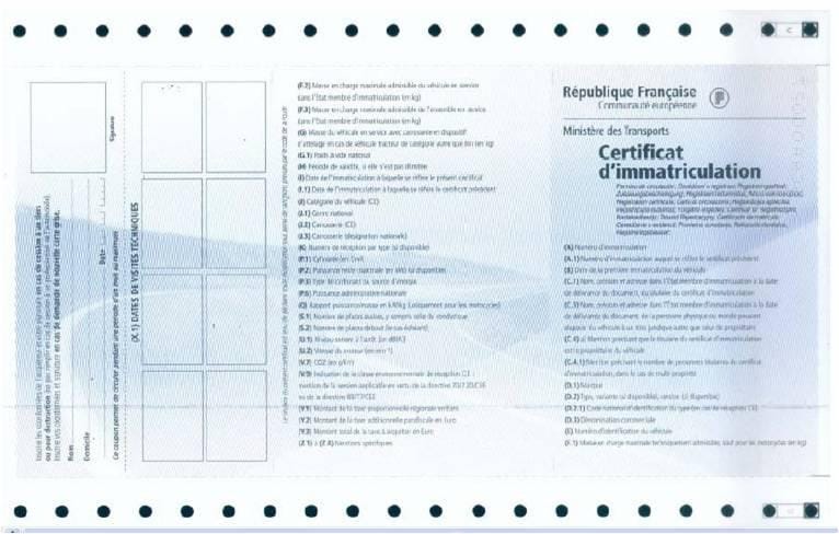 Certificat d'immatriculation